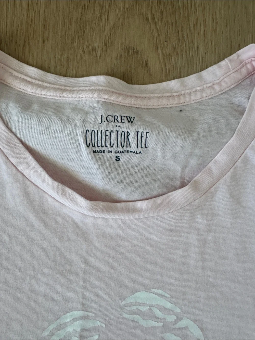 J. Crew Factory Light Pink Tee with White Crab Print